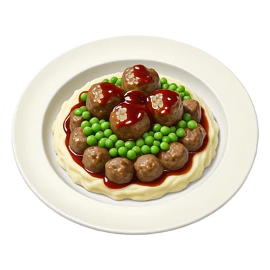 swedish ikea meatballs with mashed potatoes peas and jam sticker