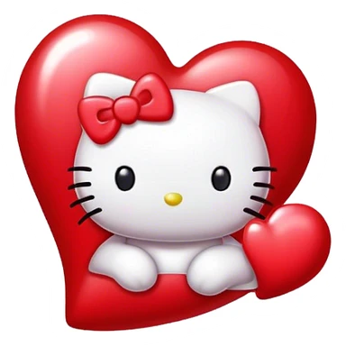 cute red hello kitty heart sticker