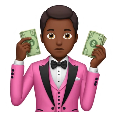 ambitious thinking about money, black person, pink tuxedo sticker