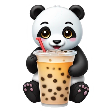 panda drinking boba sticker