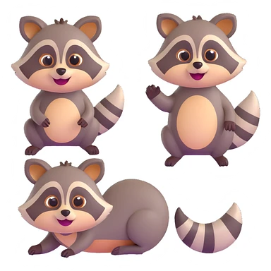 A set of emotions featuring a painted raccoon sticker