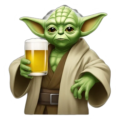 Maître yoda avec une bière sticker