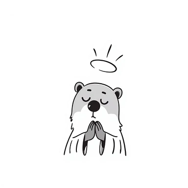 an otter praying, hand drawn doodle style sticker