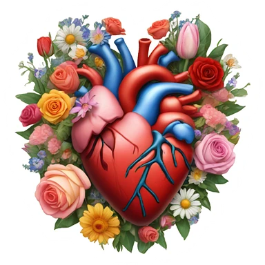 Anatomical hart with flowers sticker