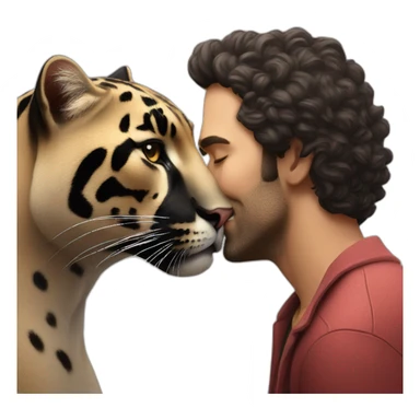 panther kissing a man sticker