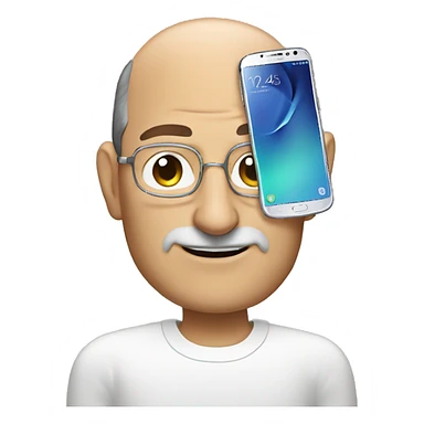 Steve jobs with a Samsung phone sticker