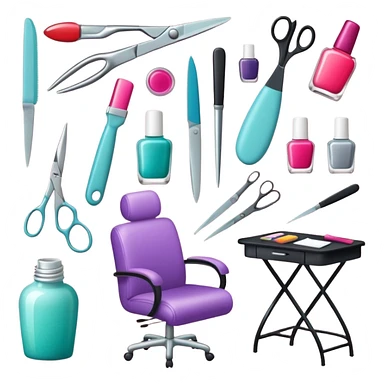 Create a cohesive and stylish set of emojis specifically for a professional nail technician.  sticker
