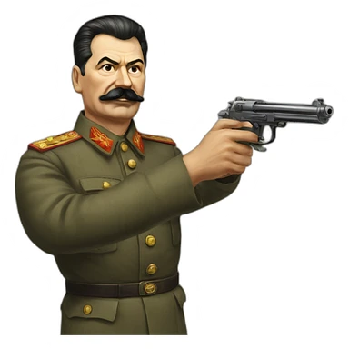 Stalin holds a gun in his hands sticker