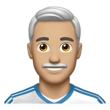 Hombre blanco sin cabello con perilla jugando fútbol con el real madrid sticker