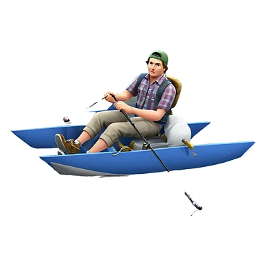 boy fishing with rod sticker