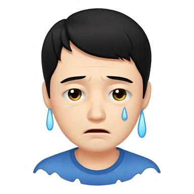 man crying with black hair sticker