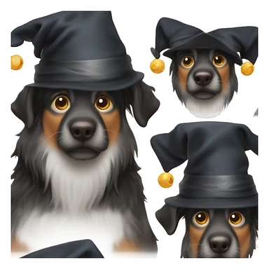 black dog with wizard hat sticker
