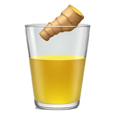 Ginger shot. yellow liquid in a glass sticker