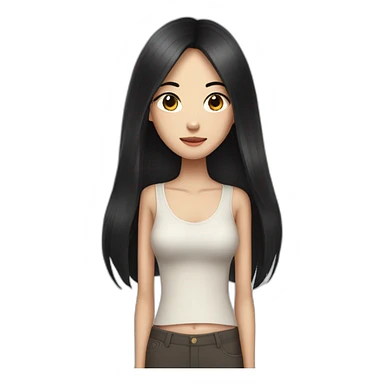 Skinny Chinese lady with long black hair sticker