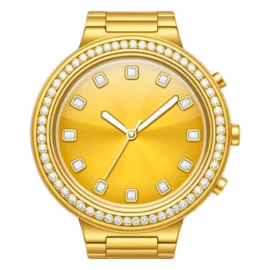 Crea un reloj de oro amarillo con muchos diamantes, sin la cara de fondo sticker