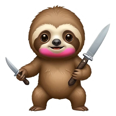 Cute sloth with knife sticker