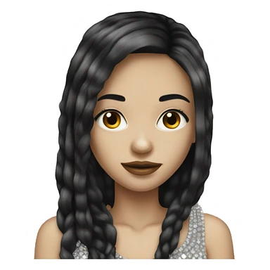 pale girl with long black hair luxury bling sticker