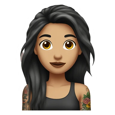  Brunette with tattoos on arm with long hair sticker