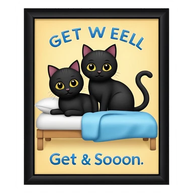 get well soon with black cats and Badsey sign sticker