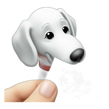 Rolled up single dollar bill, held by snoopy in his hand against his snout sniffing a pile of sugar sticker