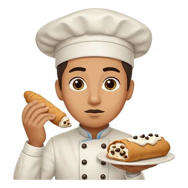 Cringe overworked pastry chef with cannoli sticker