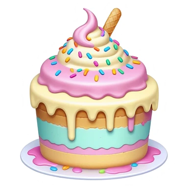 Melted kawaii pastel ice cream cake sticker