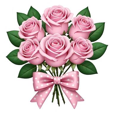 A bouquet of light pink roses with a polka-dot bow. sticker