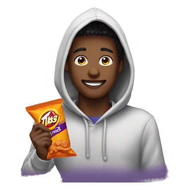 student wearing a hoodie eating takis sticker