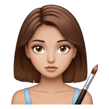 brown hair, brown eyes, pretty bratz baddie with makeup sticker