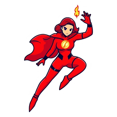 woman in red costume with glowing red magic powers sticker