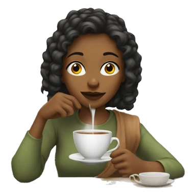 Girl sipping tea sticker