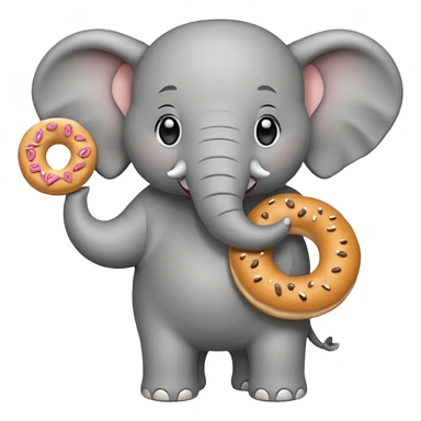 elephant holding bagel sticker