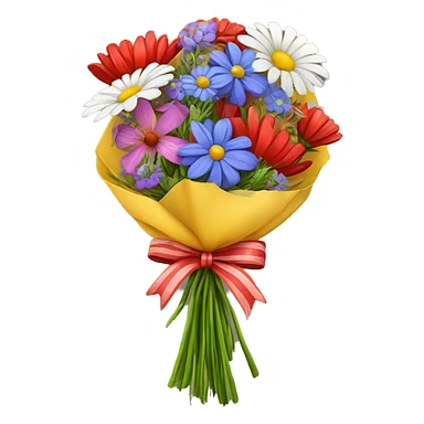 bouquet of wild flowers with red bow tying it together sticker