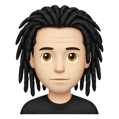white guy , black dreadlock, black t shirt sticker