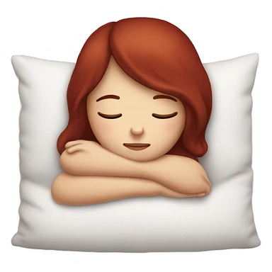 Dark red hair girl sleeping with pillow sticker