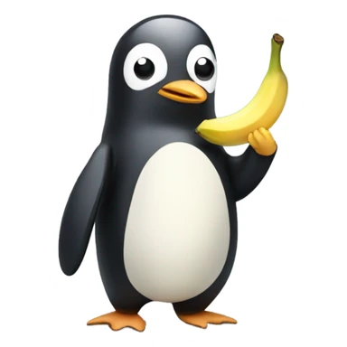 Penguin with jumper eating a banana sticker