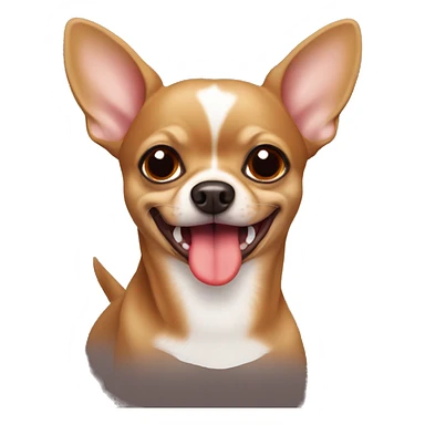 brown chihuahua with tongue out and a red collar sticker