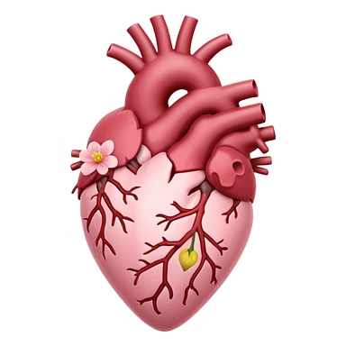light pink anatomical heart with flower sticker