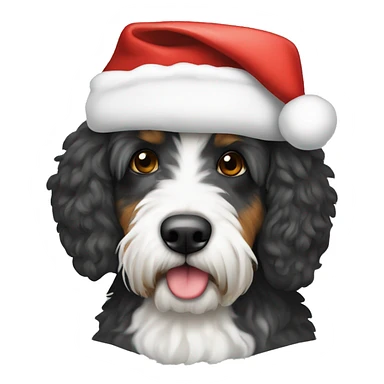 Bernadoodle with santa hat sticker