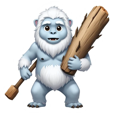 yeti, carrying a big wood sticker