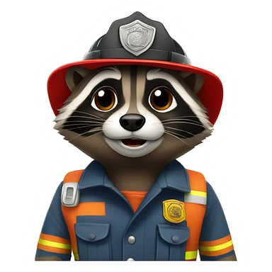Raccoon dressed as a firefighter  sticker