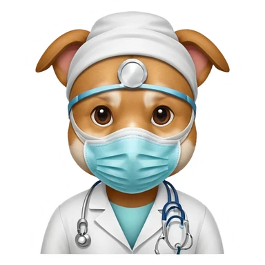 doctor dog wearing medical mask sticker