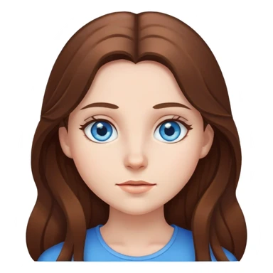 Girl blue eyes long brown hair sticker