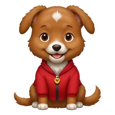 a dog with legs and arms with red clothers on sticker