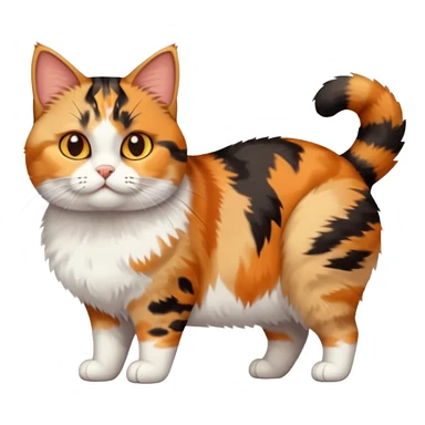 full body calico tabby  cat with small head and short but chubby body sticker