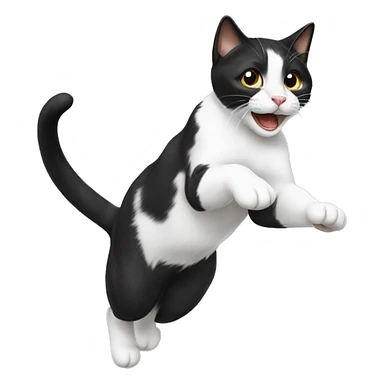 Black and white cat jumping sticker