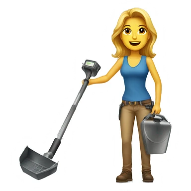 Pretty woman holding a metal detector ground sticker