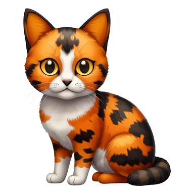 small tortoiseshell cat. no white fur. amber eyes. full body.  sticker