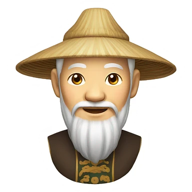 Old Chinese man with traditional Chinese hat sticker