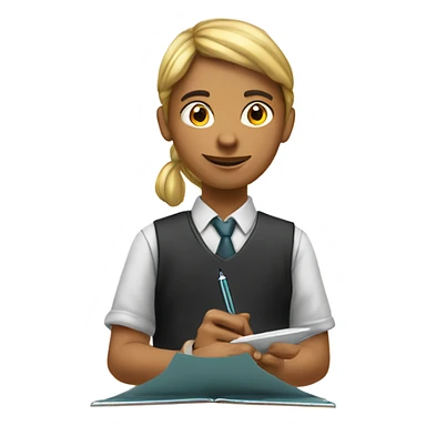 student writting on a notepad sticker